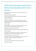 NFPA 1072 Hazmat Operations Practice -Phase I- Exam Questions With Correct Answers