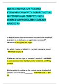 LICENSE INSTRUCTOR &sol; LICENSE EXAMINER EXAM WITH CORRECT ACTUAL QUESTIONS AND CORRECTLY WELL DEFINED ANSWERS LATEST ALREADY GRADED A&plus;