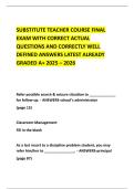 SUBSTITUTE TEACHER COURSE FINAL EXAM WITH CORRECT ACTUAL QUESTIONS AND CORRECTLY WELL DEFINED ANSWERS LATEST ALREADY GRADED A&plus; 2025 &ndash; 2026