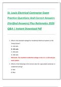 St&period; Louis Electrical Contractor Exam  Practice Questions And Correct Answers  &lpar;Verified Answers&rpar; Plus Rationales 2026  Q&A &vert; Instant Download Pdf 