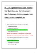 St&period; Louis Sign Contractor Exam Practice  Test Questions And Correct Answers  &lpar;Verified Answers&rpar; Plus Rationales 2026  Q&A &vert; Instant Download Pdf 