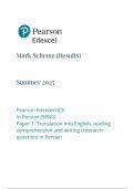 2025 Pearson Edexcel A LEVEL Persian PAPER  1 MARK SCHEME &lpar;9PN0&sol;01