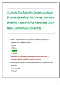 St&period; Louis Fire Sprinkler Contractor Exam  Practice Questions And Correct Answers  &lpar;Verified Answers&rpar; Plus Rationales 2026  Q&A &vert; Instant Download Pdf