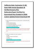 California Solar Contractor &lpar;C-46&rpar; Exam With Actual Questions & Verified Answers&comma;Plus Rationales&sol;Expert Verified For Guaranteed Pass Graded A&plus;&sol;2026 &sol;Latest Update&sol;Instant Download Pdf
