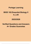 BIOD 102 Essential Biology II with Lab (Portage Learning) 2025/2026 | Verified Study Guide & Exam Questions