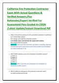 California Fire Protection Contractor Exam With Actual Questions & Verified Answers&comma;Plus Rationales&sol;Expert Verified For Guaranteed Pass Graded A&plus;&sol;2026 &sol;Latest Update&sol;Instant Download Pdf
