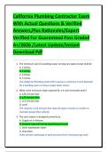 California Plumbing Contractor Exam With Actual Questions & Verified Answers&comma;Plus Rationales&sol;Expert Verified For Guaranteed Pass Graded A&plus;&sol;2026 &sol;Latest Update&sol;Instant Download Pd