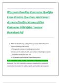 Wisconsin Dwelling Contractor Qualifier  Exam Practice Questions And Correct  Answers &lpar;Verified Answers&rpar; Plus  Rationales 2026 Q&A &vert; Instant  Download Pdf