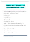Pediatric Nurse Practitioner Exam Practice Questions and Answers