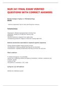 NUR 341 FINAL EXAM VERIFIED QUESTIONS WITH CORRECT ANSWERS
