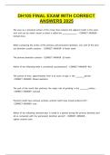 DH105 FINAL EXAM WITH CORRECT ANSWERS 2025&period;