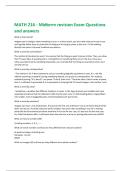 MATH 216 - Midterm revision Exam Questions  and answers 