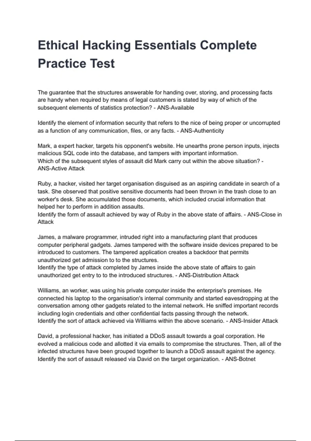 Ethical Hacking Essentials Complete Practice Test NEWEST 2026/2027 ...
