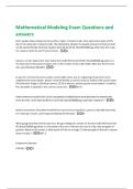 Mathematical Modeling Exam Questions and  answers 