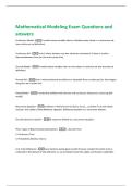 Mathematical Modeling Exam Questions and  answers 