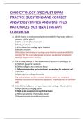 OHIO CYTOLOGY SPECIALIST EXAM  PRACTICE QUESTIONS AND CORRECT  ANSWERS &lpar;VERIFIED ANSWERS&rpar; PLUS  RATIONALES 2026 Q&A &vert; INSTANT  DOWNLOAD