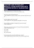 ANATOMY AND PHYSIOLOGY- MODULE 3 EXAM QUESTIONS WITH ANSWERS RATED A&plus; GUARANTEED PASS