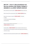 BIO 201 &ndash; Exam 3&colon; Musculoskeletal and  Nervous Systems &lpar;Rio Salado College&rpar; &vert;&vert;  GRADED A&plus;&vert;&vert; LATEST UPDATE 2025&sol;26