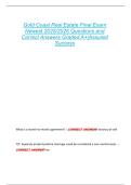 Gold Coast Real Estate Final Exam  Newest 2025&sol;2026 Questions and  Correct Answers Graded A&plus;&vert;Assured  Success 