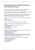Nursing Research methods Questions with Verified Answers