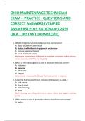 OHIO MAINTENANCE TECHNICIAN  EXAM &ndash; PRACTICE   QUESTIONS AND  CORRECT ANSWERS &lpar;VERIFIED  ANSWERS&rpar; PLUS RATIONALES 2026  Q&A &vert; INSTANT DOWNLOAD