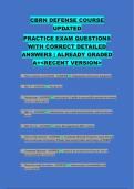 CBRN DEFENSE COURSE UPDATED PRACTICE EXAM QUESTIONS WITH CORRECT DETAILED ANSWERS &vert; ALREADY GRADED A&plus;<RECENT VERSION>