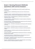 Exam 1 Nursing Research Methods Questions with Correct Answers
