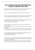 DELL CERTIFICATION TEST QUESTIONS WITH CORRECT ANSWERS 100- PASS&period;