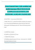 Texas General Lines - Life&comma; accident and health insurance PRACTICE EXAM COMPLETE QUESTIONS AND ANSWERS &vert; ALREADY PASSED 2026
