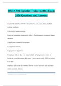OSHA 501 Industry Trainer &lpar;2016&rpar; Exam 2026 Questions and Answers