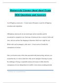 Motorcycle License cheat sheet Exam 2026 Questions and Answers