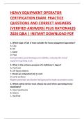 HEAVY EQUIPMENT OPERATOR  CERTIFICATION EXAM  PRACTICE  QUESTIONS AND CORRECT ANSWERS  &lpar;VERIFIED ANSWERS&rpar; PLUS RATIONALES  2026 Q&A &vert; INSTANT DOWNLOAD PDF