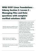 WGU D281 Linux Foundations - Udemy Section 2 Lesson 5 - Managing Files and Data questions with 100&percnt; correct answers