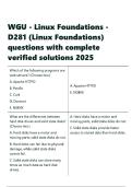WGU - Linux Foundations - D281 &lpar;Linux Foundations&rpar; questions with complete verified solutions 2025