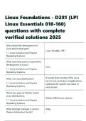 Linux Foundations - D281 &lpar;LPI Linux Essentials 010-160&rpar; questions with complete verified solutions