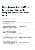 Linux Foundations - D281 - Review questions with complete verified solutions 2025&period;