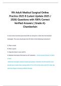 RN Adult Medical Surgical Online Practice 2025 B &lpar;Latest Update 2025 &sol; 2026&rpar; Questions with 100&percnt; Correct Verified Answers &lbrack; Grade A&rsqb;- Chamberlain