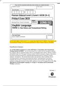 GCSE ENGLISH LANGUAGE &lpar;9&ndash;1&rpar;&colon; Actual June 2025 PAST PAPER 2&colon; Non-fiction and  Transactional Writing&period; All Assessment Questions & Mark Scheme &lbrack;Edexcel 1EN0&sol;02&rsqb; 