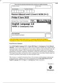 GCSE ENGLISH LANGUAGE 2&period;0 &lpar;9&ndash;1&rpar;&colon; Actual June 2025 PAST PAPER 2&colon;  Contemporary Texts&period; All Assessment Questions & Mark Scheme &lbrack;Edexcel 1EN2&sol;02&rsqb; 