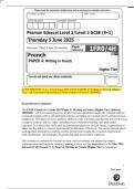 GCSE FRENCH &lpar;9&ndash;1&rpar;&colon; Actual June 2025 PAST PAPER 4&colon; Writing in French &lpar;Higher  Tier&rpar;&period; All Assessment Questions & Mark Scheme &lbrack;Edexcel 1FR0&sol;4H&rsqb; 