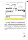 GCSE GEOGRAPHY A &lpar;9&ndash;1&rpar;&colon; Actual May 2025 PAST PAPER 1&colon; The Physical  Environment&period; All Assessment Questions & Mark Scheme &lbrack;Edexcel 1GA0&sol;01&rsqb; 