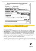 GCSE GERMAN &lpar;9&ndash;1&rpar;&colon; Actual May 2025 PAST PAPER 3&colon; Reading and Understanding in German  &lpar;Higher Tier&rpar;&period; All Assessment Questions & Mark Scheme &lbrack;Edexcel 1GN0&sol;3H&rsqb;