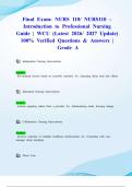 Final Exam&colon; NURS 110&sol; NURS110 &ndash; Introduction to Professional Nursing Guide &vert; WCU &lpar;Latest 2026&sol; 2027 Update&rpar; 100&percnt; Verified Questions & Answers &vert; Grade A