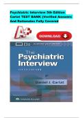 The Psychiatric Interview 5th Edition &lpar;ISBN&colon; 9781975212971&rpar; by Carlat &ndash; Complete Verified Test Bank with Accurate Answers&comma; Rationales&comma; and Clinical Case Explanations for Psychiatry Exam Preparation