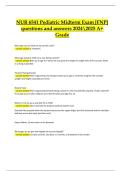 NUR 6541 Pediatric Midterm Exam &ndash; Verified Questions & Correct Answers &vert; Latest A&plus; Grade 2024&sol;2025