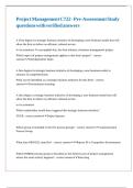 Project Management C722 - Pre-Assessment Study questions with verified answers