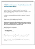 C722 Project Management - Study Guide questions with verified detailed answers