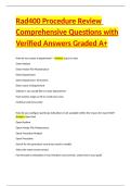 Rad400 Procedure Review Comprehensive Questions with Verified Answers Graded A&plus;
