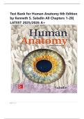 Test Bank for Human Anatomy 6th Edition by Kenneth S&period; Saladin&vert; 9781260399721&vert; All Chapters 1-28&vert; LATEST