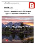 TEST BANK For Auditing & Assurance Services&colon; A Systematic Approach&comma; 11th Edition By William Messier Jr&comma; Steven Glover&comma; Verified Chapters 1 - 21&comma; Complete Newest Version